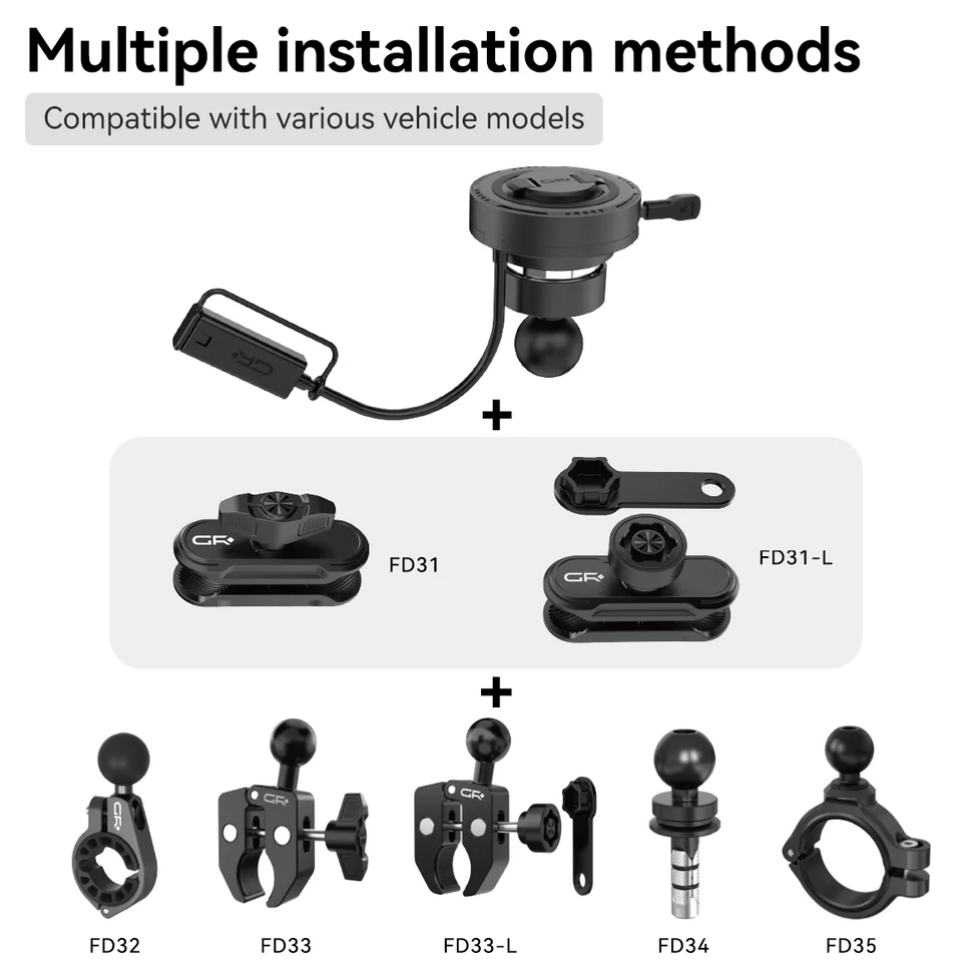 GRXPLORE MW60-L Wireless Charging Handlebar Mount with Vibration Dampener - Image 7